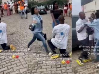 Drama As Lady Catches Boyfriend Proposing To Another Lady At Mall (Video)