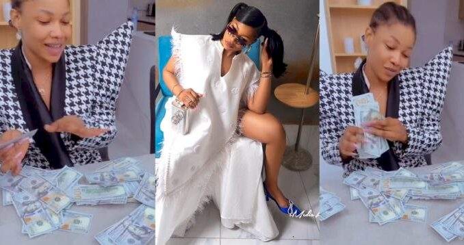 "I'm Here To Chill On My Own Terms, No Men" - Tacha Says As She Shows Off Wads Of Dollar Bills In Dubai (Video)