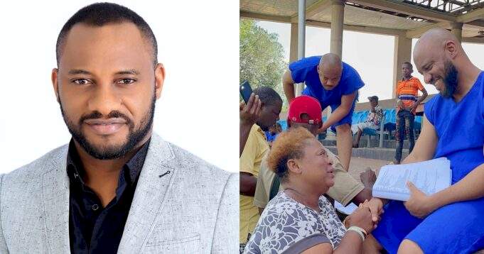 Yul Edochie Reacts As Woman Kneels, Breaks Down In Tears After Meeting Him For The First Time