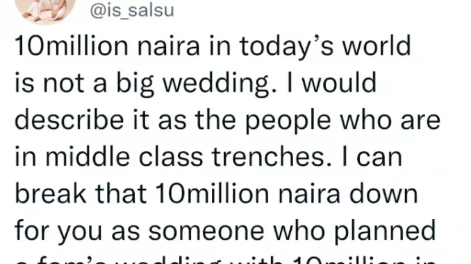 "10 Million Naira Wedding Is Not A Big Wedding" Media Personality Sally Says