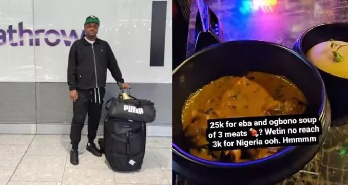 Isreal DMW cries out after spending N25k for Eba and Ogbono soup in UK