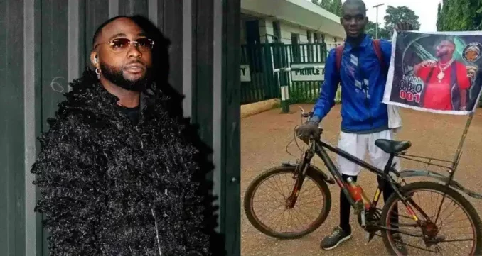 Davido Makes U-Turn, Asks Cyclist To Send Account Details And Visit Upon His Return