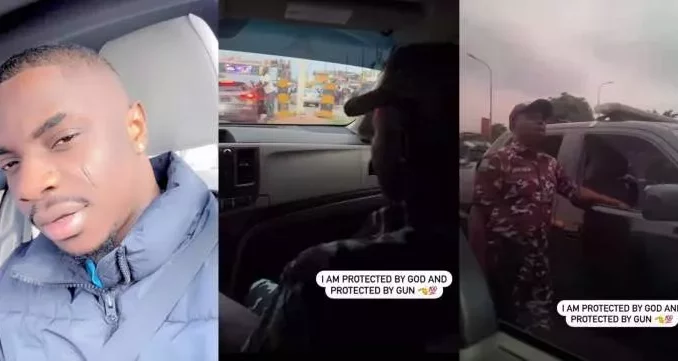 "I'm protected by God and Gun" - MC Oluomo's son brags as he flaunts his security(Video)